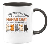 quotedazur - Mug Humour Joyeuse Fête Des Mères À La Meilleure Maman Chat Nous T'aimons Mimi, Tigrou, Plume, Simba, Nala, Minette Cadeau Tasse Originale Et Personnali