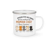 quotedazur - Mug Humour Joyeuse Fête Des Mères À La Meilleure Maman Chat - Nous T'aimons ! Mimi, Tigrou, Plume, Simba, Nala, Minette - Cadeau Tasse Maman Chat - Fête Des Mères Originale Et Personnali
