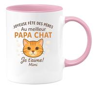 quotedazur - Mug Humour Joyeuse Fête Des Pères Au Meilleur Papa Chat Je T'aime! Mimi - Cadeau Parfait Tasse Originale Fête Des Pères Papa Chat