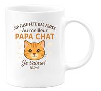quotedazur - Mug Humour Joyeuse Fête Des Pères Au Meilleur Papa Chat Je T'aime! Mimi - Cadeau Parfait Tasse Originale Fête Des Pères Papa Chat