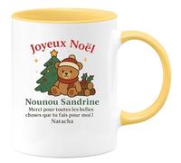 quotedazur - Mug Humour Joyeux Noël Nounou Sandrine, Merci Pour Tout Ce Que Tu Fais Natacha Idée Cadeau Tasse Remerciement Tendre