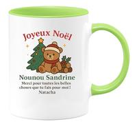 quotedazur - Mug Humour Joyeux Noël Nounou Sandrine, Merci Pour Tout Ce Que Tu Fais Natacha Idée Cadeau Tasse Remerciement Tendre