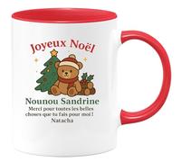 quotedazur - Mug Humour Joyeux Noël Nounou Sandrine, Merci Pour Tout Ce Que Tu Fais Natacha Idée Cadeau Tasse Remerciement Tendre
