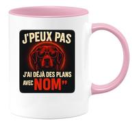 quotedazur - Mug Humour J'peux Pas, J'ai Déjà Des Plans Avec nom - Tasse Ludique - Idée Cadeau Originale Avec Tasse Personnalisée Amusante