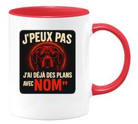 quotedazur - Mug Humour J'peux Pas, J'ai Déjà Des Plans Avec nom Tasse Ludique Idée Cadeau Originale Personnalisée Amusante