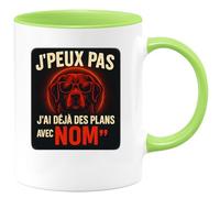 quotedazur - Mug Humour J'peux Pas, J'ai Déjà Des Plans Avec nom Tasse Ludique Idée Cadeau Originale Personnalisée Amusante