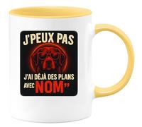 quotedazur - Mug Humour J'peux Pas, J'ai Déjà Des Plans Avec nom Tasse Ludique Idée Cadeau Originale Personnalisée Amusante