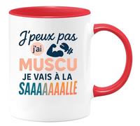 quotedazur - Mug Humour J'peux Pas, J'ai Muscu, Je Vais À La Salle ! - Idéal Cadeau Musculation Tasse Gym Pour Sportifs Passionnés