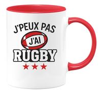 quotedazur - Mug Humour J'peux Pas J'ai Rugby - Cadeau Original Pour Amateur De Rugby - Tasse Sportive