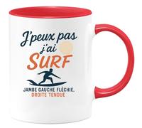 quotedazur - Mug Humour J'peux Pas J'ai Surf, Jambe Gauche Fléchie, Droite Tendue - Idée Cadeau Mug Parfait Pour Surfeur Passionné Dès Aujourd'hui