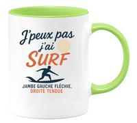 quotedazur - Mug Humour J'peux Pas J'ai Surf, Jambe Gauche Fléchie, Droite Tendue - Idée Cadeau Mug Parfait Pour Surfeur Passionné Dès Aujourd'hui