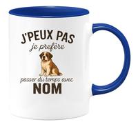 quotedazur - Mug Humour J'peux Pas Je Préfère Passer Du Temps Avec Nom - Idée Cadeau Originale Avec Tasse Personnalisée Unique
