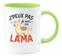 quotedazur - Mug Humour J'peux Pas, Je Suis Un Lama Phrase Drôle Et Fun Idéal Cadeau Original Avec Tasse Humoristique