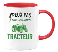 quotedazur - Mug Humour J'peux Pas J'suis Sur Mon Tracteur - Cadeau Original Pour Amateurs De Tracteur Avec Tasse Fun