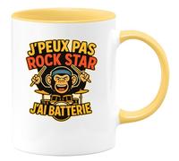 quotedazur - Mug Humour J'peux Pas Rock Star, J'ai Batterie Tasse Pour Batteur Idée Cadeau