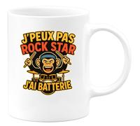 quotedazur - Mug Humour J'peux Pas Rock Star, J'ai Batterie Tasse Pour Batteur Idée Cadeau