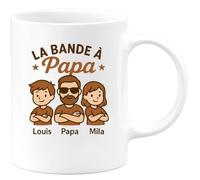 quotedazur - Mug Humour La Bande À Papa Louis & Mila - Tasse Cadeau Personnalisée Pour Papa - Cadeau Original Pour Papa - Tasse Personnalisée Et Unique