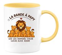 quotedazur - Mug Humour La Bande À Papy Arthur Avec Léo, Léa, Raphaël, Chloé, Lucas, Alice, Adam Idée Cadeau Originale Tasse Personnalisée Pour Grand-Père Unique