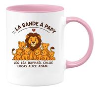 quotedazur - Mug Humour La Bande À Papy Arthur Avec Léo, Léa, Raphaël, Chloé, Lucas, Alice, Adam Idée Cadeau Originale Tasse Personnalisée Pour Grand-Père Unique