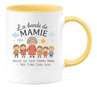 quotedazur - Mug Humour La Bande De Mamie : Léa, Nicolas, Chloé, Thomas, Manon, Théo, Clara Et Lucas - Cadeau Personnalisée Tasse Pour Mamie Et Ses Petits-enfants