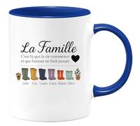 quotedazur - Mug Humour La Famille, C'est Là Où La Vie Débute, L'amour Infini Avec Jade, Léa, Louis, Luna, Adam... - Cadeau Parfait Tasse Personnalisée Amour Famille Prénom Enfants