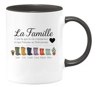 quotedazur - Mug Humour La Famille, C'est Là Où Vie Débute, L'amour Infini Avec Jade, Léa, Louis, Luna, Adam... Cadeau Parfait Tasse Personnalisée Amour Prénom Enfants