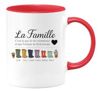 quotedazur - Mug Humour La Famille, C'est Là Où Vie Débute, L'amour Infini Avec Jade, Léa, Louis, Luna, Adam... Cadeau Parfait Tasse Personnalisée Amour Prénom Enfants