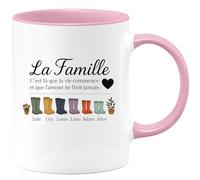quotedazur - Mug Humour La Famille, C'est Là Où Vie Débute, L'amour Infini Avec Jade, Léa, Louis, Luna, Adam... Cadeau Parfait Tasse Personnalisée Amour Prénom Enfants