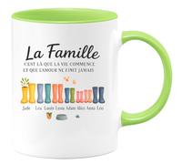 quotedazur - Mug Humour La Famille : Vie Commence, Amour Infini - Jade, Léa, Louis, Luna, Adam, Alice, Anna, Belle, Léo - Cadeau Parfait Tasse Personnalisée Prénoms Famille Amour Unique