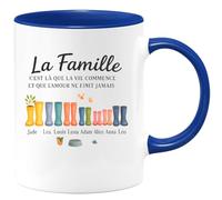 quotedazur - Mug Humour La Famille Vie Commence, Amour Infini Jade, Léa, Louis, Luna, Adam, Alice, Anna, Belle, Léo Cadeau Parfait Tasse Personnalisée Prénoms Unique
