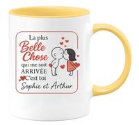 quotedazur - Mug Humour La Plus Belle Chose Arrivée, C'est Toi Sophie Et Arthur, Mon Amour. Cadeau Unique Tasse Personnalisée Pour Affection