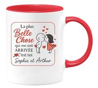 quotedazur - Mug Humour La Plus Belle Chose Arrivée, C'est Toi Sophie Et Arthur, Mon Amour. Cadeau Unique Tasse Personnalisée Pour Affection