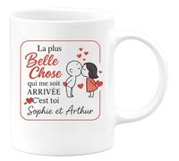 quotedazur - Mug Humour La Plus Belle Chose Arrivée, C'est Toi Sophie Et Arthur, Mon Amour. Cadeau Unique Tasse Personnalisée Pour Affection