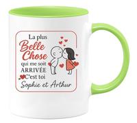 quotedazur - Mug Humour La Plus Belle Chose Arrivée, C'est Toi Sophie Et Arthur, Mon Amour. Cadeau Unique Tasse Personnalisée Pour Affection