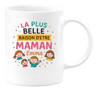 quotedazur - Mug Humour La Plus Belle Raison D'être Maman Emma, Cadeau Tendre Idée Tasse Et Émotion À Offrir