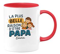 quotedazur - Mug Humour La Plus Belle Raison D'être Papa - Cadeau Personnalisé Emma - Idée Cadeau Parfaite Tasse Pour Papa Unique Et Originale