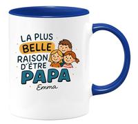 quotedazur - Mug Humour La Plus Belle Raison D'être Papa - Cadeau Personnalisé Emma - Idée Cadeau Parfaite Tasse Pour Papa Unique Et Originale