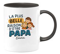 quotedazur - Mug Humour La Plus Belle Raison D'être Papa Cadeau Personnalisé Emma Idée Parfaite Tasse Pour Unique Et Originale