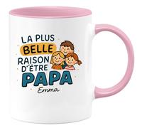 quotedazur - Mug Humour La Plus Belle Raison D'être Papa Cadeau Personnalisé Emma Idée Parfaite Tasse Pour Unique Et Originale