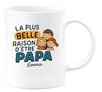 quotedazur - Mug Humour La Plus Belle Raison D'être Papa Cadeau Personnalisé Emma Idée Parfaite Tasse Pour Unique Et Originale