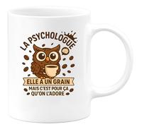 quotedazur - Mug Humour La Psychologue A Un Grain, C’est Pour Ça Qu’on L’adore Fun Et Original Idée Cadeau Unique Tasse Adorée