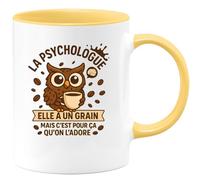 quotedazur - Mug Humour La Psychologue A Un Grain, C’est Pour Ça Qu’on L’adore - Mug Fun Et Original - Idée Cadeau Unique Tasse Humour Pour Psychologue Adorée