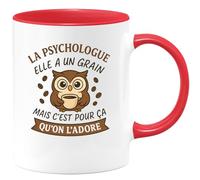quotedazur - Mug Humour La Psychologue Elle A Un Grain Mais C'est Pour Ça Qu'on L'adore Cadeau Original Tasse Humoristique