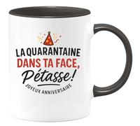 quotedazur - Mug Humour La Quarantaine Dans Ta Face, Piquant Pour Femme 40 Ans Idée Cadeau Originale, Tasse Anniversaire Fun
