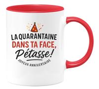 quotedazur - Mug Humour La Quarantaine Dans Ta Face, Piquant Pour Femme 40 Ans Idée Cadeau Originale, Tasse Anniversaire Fun