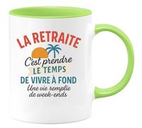 quotedazur - Mug Humour La Retraite, C’est Profiter Pleinement De La Vie Avec Un Rythme Tout Week-end. - Cadeau Original Tasse Humour Vivre La Retraite Style Weekend Détente