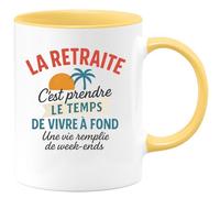 quotedazur - Mug Humour La Retraite, C’est Profiter Pleinement De Vie Avec Un Rythme Tout Week-end. Cadeau Original Tasse Vivre Style Détente