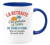 quotedazur - Mug Humour La Retraite, C’est Profiter Pleinement De Vie Avec Un Rythme Tout Week-end. Cadeau Original Tasse Vivre Style Détente