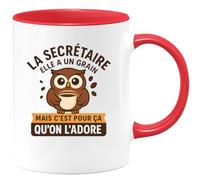 quotedazur - Mug Humour La Secrétaire Elle A Un Grain Mais C'est Pour Ça Qu'on L'adore Idée Cadeau Originale Tasse Humoristique