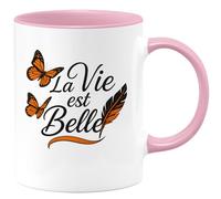 quotedazur - Mug Humour La Vie Est Belle Message Positif D’épanouissement Et Bonheur Cadeau Original Tasse Élégante Expression Pour Femmes